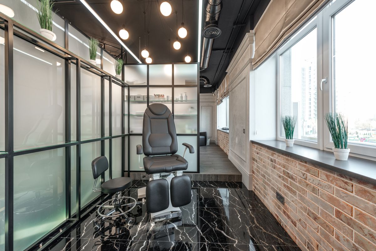Modern pedicure spa chair and studio interior